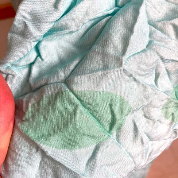 Alquema NWOT Aqua & green polka dot hand pleated midi dress w/pockets - Picture 6 of 15